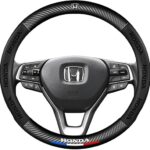 Car Steering Wheel Cover for HONDA, Anti-Slip Breathable Odorless Synthetic Circular Leather Steering Wheel Protectors, 38cm/15in Black