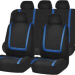 LUISAS Car Seat Covers Full Set for Hyundai Santa Fe 2014 2015 2016 2017 2018,Full Surround Waterproof Breathable Comfortable Protector Set Accessories,D-black blue