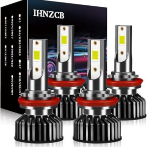 IHNZCB Fit For Nissan Altima LED Headlight Bulbs, H11 H9 High and Low Beam Headlight Combo Bulbs Kit, 20000LM 6000K Cool White 4PCS