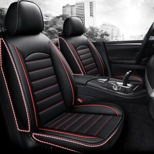Leather Car Seat Covers for Land Rover Discovery Sport(5seats) 2016-2023,NonSlip Waterproof Automotive Full Surround Custom Protectors Interior Accessorie,B-black and red