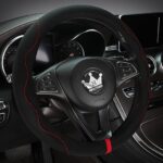 HighnessHwoo Luxury Suede Steering Wheel Cover for Cars, Soft Leather Padded Wheels Cover for F150, Trucks, Jeep, Van, Auto, Thin Large Car Handle Cover, Universal Fit, Anti Slip, 15-16in, Black Brand: HighnessHwoo