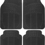 BDK Floor Mats, 4-Piece All-Weather Car Mat with Universal Fit Design, Durable Rubber Car Floor Mats with Capture Ridges, Waterproof for Cars Trucks SUV (Black)